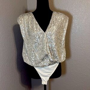 Express Gold and Silverer Sequined Bodysuit